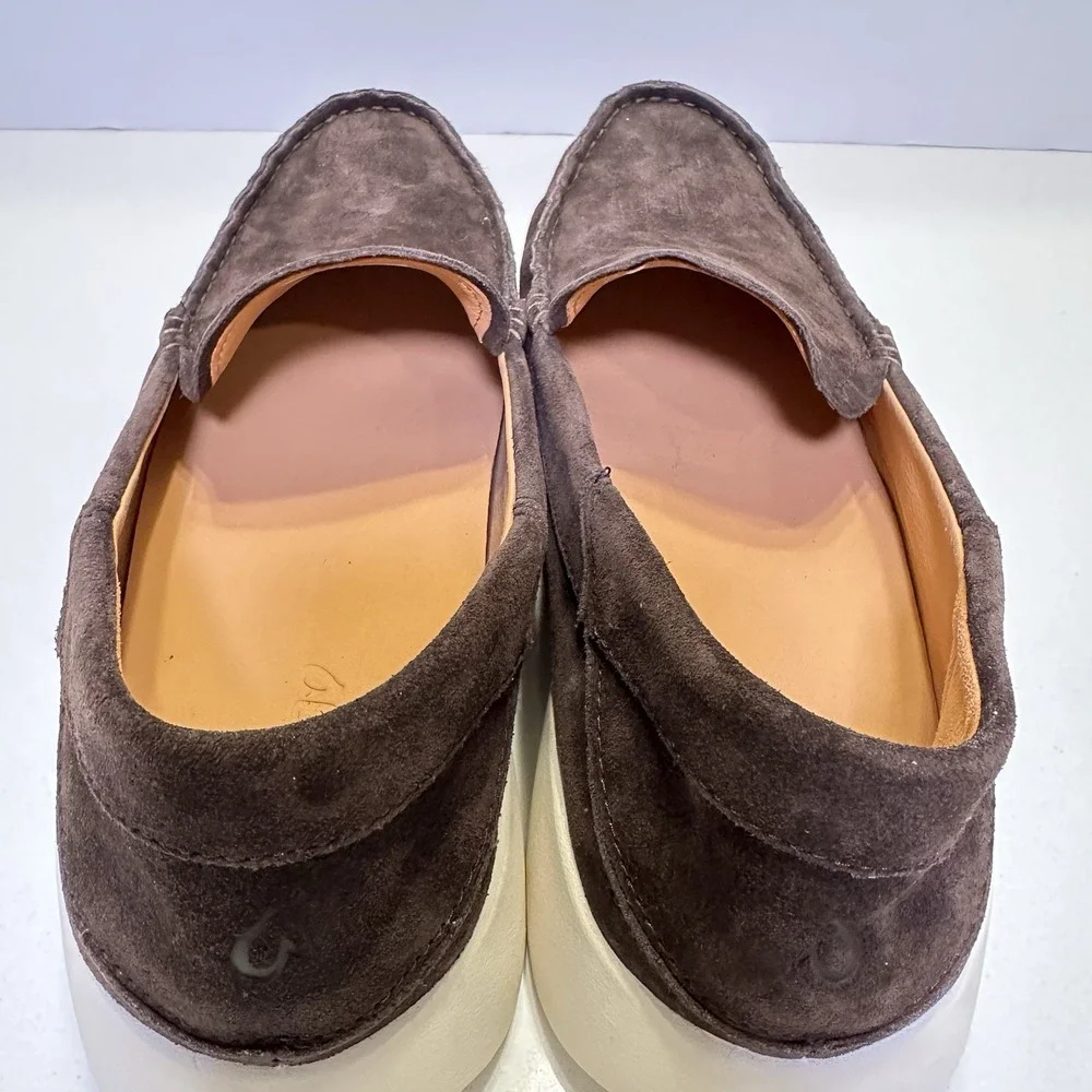 Men's‎ Olukai KA'A Loafer Slip-on Shoes Dark Wood Brown Suede NEW Size 12 Casual